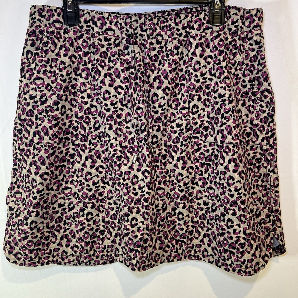 Women's‎ CHICO'S ZENERGY Skirt 2.5 14 Purple Leopard Print UPF Tennis Golf Skort